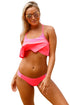 Sexy Bright Coral and Stripes Tankini Swimsuit